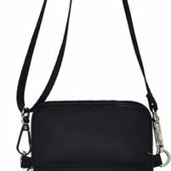 Uitgang 👍 Coupon ⭐ Fashion Favorite Smartphone Tasje | Uni Zwart | Telefoon / Crossbody Tas | Nylon - 19 X 10 X 5 Cm 🧨 ✨