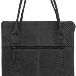 Aanbiedingen 🌟 Aanbiedingen ❤️ DSTRCT Medium Schoudertas / Crossbody Tas Dames - Leer - Portland Road - Crocoprint - Zwart 🎁 😍 -Tassen-dames Winkel 430x840 3