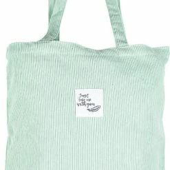 Aanbiedingen ✨ Beste Pirce ✨ GoDaily - Dames - Schoudertas - Handtas - Bag - Ribstof - Canvas - Katoenen Tas - Tote - Licht Groen ⌛ 🌟