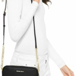 Promo 🤩 Top 10 🎉 Michael Kors Ginny Dames Crossbodytas - Zwart ⭐ 😍 -Tassen-dames Winkel 490x840