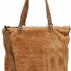 Korting โค๏ธ Coupon ๐ Enrico Benetti Teddy Tas Met Rits - Langere Schouderband - Fluffy Zachte Shopper | Cognac โ ๐