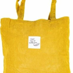 Korting ✨ Beste recensies van ⭐ GoDaily - Dames - Schoudertas - Handtas - Bag - Ribstof - Canvas - Katoenen Tas - Tote - Geel 😀 🧨