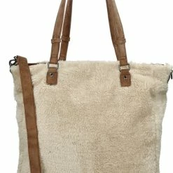 Goedkoop 🎉 Kopen 🛒 Enrico Benetti Teddy Tas Met Rits - Langere Schouderband - Fluffy Zachte Shopper | Taupe ⭐ 👍
