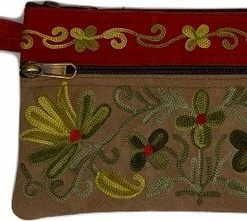 Begroting 😍 Uitgang 🥰 Merkloos Dames Polstas Bruin Suède Leer Met Geel-roodkleurig Handborduurwerk 🧨 🎁