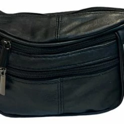 Coupon 😉 Coupon 😍 THL Design - Leren Heuptas Dames / Heren - Buideltas - Buiktas - Veel Vakken - Echt Leer Zwart ❤️ 👏