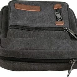 Beste deal 🛒 Gloednieuw 🌟 Yakfield – Schoudertas - Crossbody Tas- Klein Model - Kado - Heren – Dames - Zwart - Vintage Canvas Katoen - Nektasje Voor Telefoon - 4 Afsluitbare Vakken - 24x18x5 Cm 🔥 👍 -Tassen-dames Winkel 550x334 3