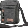 Beste deal 🛒 Gloednieuw 🌟 Yakfield – Schoudertas - Crossbody Tas- Klein Model - Kado - Heren – Dames - Zwart - Vintage Canvas Katoen - Nektasje Voor Telefoon - 4 Afsluitbare Vakken - 24x18x5 Cm 🔥 👍