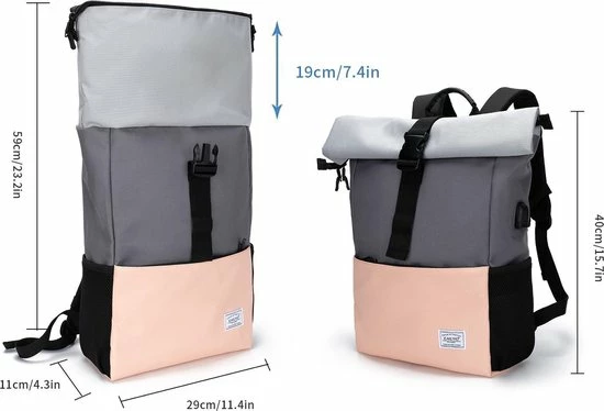 Beste Verkoop π Nieuw π Caliyo Massi Miliano Rolltop Rugzak Unisex (laptop 15.6 Inch) Roze-Grijs ( 3015-79-25) π π 7 Beste Verkoop π Nieuw π Caliyo Massi Miliano Rolltop Rugzak Unisex (laptop 15.6 Inch) Roze-Grijs ( 3015-79-25) π π - Afbeelding 5