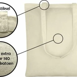 Beste Pirce 🥰 Beste Verkoop 🧨 PrimeAmbition Katoenen Tas - Naturel – 42x38cm - 10 Stuks – Tote Bag – Canvas Tas – Shopper – Boodschappentas - Draagtas – Schoudertas 🎉 😀 -Tassen-dames Winkel 550x375 7