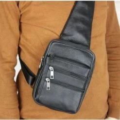 Kopen 😉 Kopen 🔥 Fana Bags Leren Crossbody Tas Heren Zwart - Crossbodytas Heren Leer - Slingbag - Herentassen Schuin - Rugzak Schuine Schouderband 😉 😀