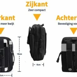 Uitgang 👍 Uitgang 🌟 Pless® - Nylon Heuptas Waterdicht - Outdoor Anti-Diefstal Wandel/Sport/Mobiele Telefoon/Smartphone Riem Tas - Zwart - Met Survival Card 🛒 👏 -Tassen-dames Winkel 550x405 6