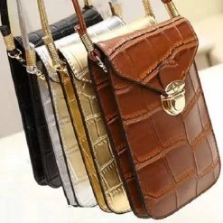 Nieuw ⭐ Begroting ✔️ Smartphone Tasje Croco - Zwart | Kunstleer | 17,5 X 11,5 X 4 Cm | Fashion Favorite ⭐ 👏 -Tassen-dames Winkel 550x411 4