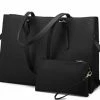 Goedkoop 🛒 Beste deal 😀 Lubellie® Dorina Elegante Tweedelige Dames Handtas Schoudertas Set Met Een Oplaadbare USB-Poort En Een Laptopvak Voor 15,6 Inch Laptops - Laptoptas Voor Dames - Dames Laptoptas - Handtas - Schoudertas - Dames Tassen - Laptoptas - Clucht - Zwart ✔️ ❤️