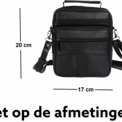 Uitgang 🔥 Kopen ⌛ THL Design - Kleine Leren Schoudertas Heren / Dames - Mannen Tasje - Crossbodytas - Echt Leer Zwart 🤩 👍 -Tassen-dames Winkel 550x448 3