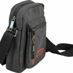 Beste deal 🛒 Gloednieuw 🌟 Yakfield – Schoudertas - Crossbody Tas- Klein Model - Kado - Heren – Dames - Zwart - Vintage Canvas Katoen - Nektasje Voor Telefoon - 4 Afsluitbare Vakken - 24x18x5 Cm 🔥 👍 -Tassen-dames Winkel 550x477 1