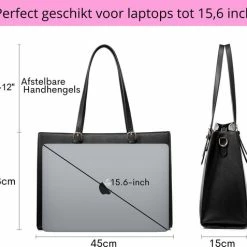 Goedkoop 🛒 Beste deal 😀 Lubellie® Dorina Elegante Tweedelige Dames Handtas Schoudertas Set Met Een Oplaadbare USB-Poort En Een Laptopvak Voor 15,6 Inch Laptops - Laptoptas Voor Dames - Dames Laptoptas - Handtas - Schoudertas - Dames Tassen - Laptoptas - Clucht - Zwart ✔️ ❤️ -Tassen-dames Winkel 550x477