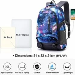 Beste Pirce ⌛ Beste deal 🌟 VMCA Schooltas Voor Meisjes En Jongens - Laptoprugzak 15,6 Inch Met USB-oplaadpoort Lichtgewicht 30L Voor Tieners En Volwassenen – Galaxy Blauw ✔️ ⌛ -Tassen-dames Winkel 550x504 9