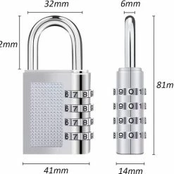 Beste deal ⌛ Uitgang 🔔 Igoods 4 Cijferig Kofferslot - Reisslot - Reis Cijferslot - Cijferhangslot - Hangslot - Bagageslot - Luggace Lock - 80 Mm - Zilver 👏 😉 -Tassen-dames Winkel 550x510