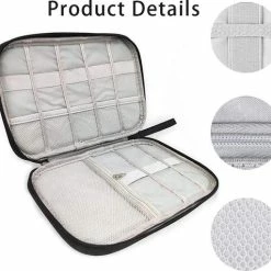 Coupon 🥰 Goedkoopste ⌛ AA Commerce Multifunctionele Deluxe Elektronica Accessoires Organizer Reistas Opbergtas - Opbergsysteem Organizer Travel Bag Tas Case Etui Cover Geschikt Voor Kabels/Opladers/Horloge/Smartwatch Bandjes Opbergen - Kabeltas - Grijs 🛒 🧨 -Tassen-dames Winkel 550x511 3