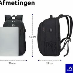 Hete verkoop 😍 Gloednieuw ❤️ Wadu Anti Diefstal Waterdichte Rugzak Inclusief Usb Oplaadstation - 14 T/m 15.6 Inch - Zwart 🤩 ⌛ -Tassen-dames Winkel 550x512 3