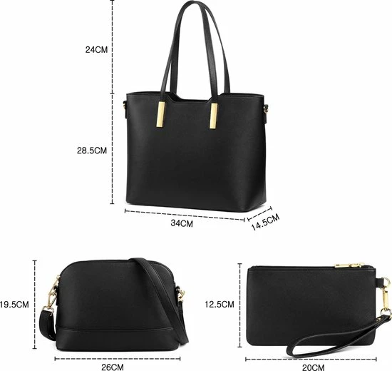 Hete verkoop โญ Beste Pirce ๐ Lana® El Zafiro - Dames Handtassen Set - Schoudertas, Handtas - Saffiano Leer - Zwart ๐ ๐ 10 Hete verkoop โญ Beste Pirce ๐ Lana® El Zafiro - Dames Handtassen Set - Schoudertas, Handtas - Saffiano Leer - Zwart ๐ ๐ - Afbeelding 8