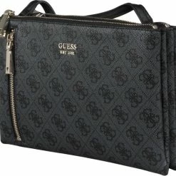 Nieuw 😀 Gloednieuw 👏 Guess Naya Double Zip Dames Crossbody - Coal ❤️ ⭐ -Tassen-dames Winkel 550x520