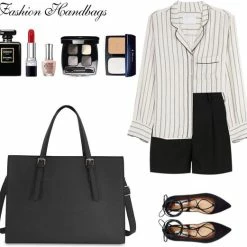 Goedkoop 🛒 Beste deal 😀 Lubellie® Dorina Elegante Tweedelige Dames Handtas Schoudertas Set Met Een Oplaadbare USB-Poort En Een Laptopvak Voor 15,6 Inch Laptops - Laptoptas Voor Dames - Dames Laptoptas - Handtas - Schoudertas - Dames Tassen - Laptoptas - Clucht - Zwart ✔️ ❤️ -Tassen-dames Winkel 550x521