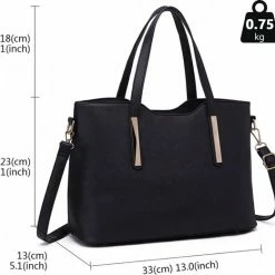 Hete verkoop ✨ Kopen 🌟 Miss Lulu Dames Handtas | Schoudertas | Portemonnee – Kunstleer -Zwart (S1719 BK) ⭐ 👍 -Tassen-dames Winkel 550x521 6