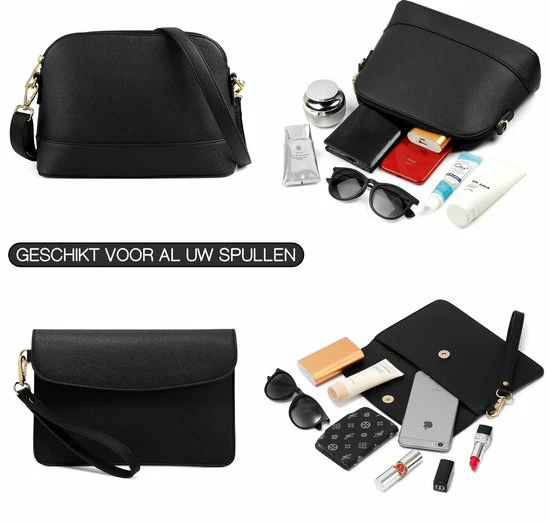 Beste Verkoop โ๏ธ Hete verkoop ๐ฅฐ Lana® La Luna - Driedelige Handtassen Set Met Dames Schoudertas, Handtas - Saffiano Leer - Zwart ๐ ๐ฅ 10 Beste Verkoop โ๏ธ Hete verkoop ๐ฅฐ Lana® La Luna - Driedelige Handtassen Set Met Dames Schoudertas, Handtas - Saffiano Leer - Zwart ๐ ๐ฅ - Afbeelding 8