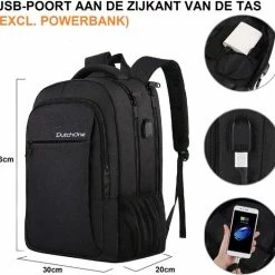 Goedkoopste 🔔 Hete verkoop ❤️ DutchOne Rugzak Met USB Oplaadpoort 30L Zwart Luxe Laptop Rugtas 15,6 Inch - Schooltas - Heren - Dames - Jongens - Meisjes - Waterafstotend - Rugzakken 🎁 😉 -Tassen-dames Winkel 550x525 1