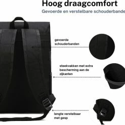 Goedkoopste 🔥 Nieuw 👏 ZILOU® Rugtas - Rugzak - 20-35 Liter - 16" Laptopvak - School - Zwart ⭐ 💯 -Tassen-dames Winkel 550x526 2