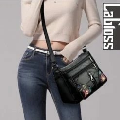 Begroting ๐ฏ Begroting ๐งจ Merkloos LaGloss Damestas Bloemen Print 4 - Luxe Handtas - Zwarte Schoudertas - 27 X 21 Cm - Zwart ๐ ๐