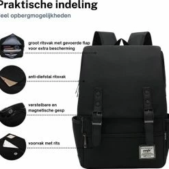 Goedkoopste 🔥 Nieuw 👏 ZILOU® Rugtas - Rugzak - 20-35 Liter - 16" Laptopvak - School - Zwart ⭐ 💯 -Tassen-dames Winkel 550x527 11