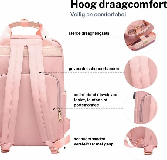 Coupon โ Beste deal ๐ ZILOU® Rugzak - 20-35 Liter - 15,6" Laptopvak - Anti-Diefstal - Roze ๐ ๐ฏ 4 Coupon โ Beste deal ๐ ZILOU® Rugzak - 20-35 Liter - 15,6" Laptopvak - Anti-Diefstal - Roze ๐ ๐ฏ - Afbeelding 2