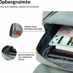 Beste deal 😍 Coupon 👍 ZILOU® Rugtas - Rugzak - 20-35 Liter - 16" Laptopvak - School - Werk - Reizen - Groen ❤️ ⌛ -Tassen-dames Winkel 550x527 2