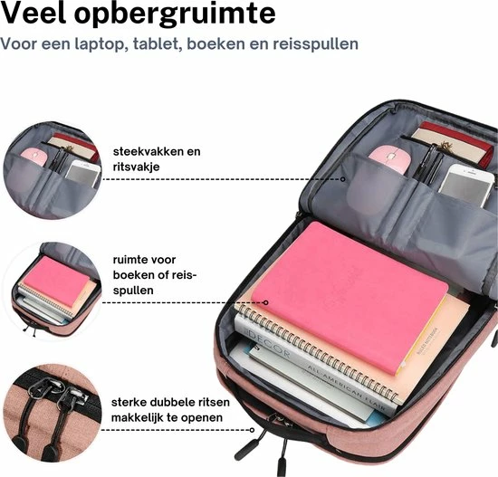 Beste Verkoop ๐ Flash-uitverkoop ๐ ZILOU® Rugzak - 15,6 Inch Laptop Rugtas - USB Poort - Waterafstotend - Roze ๐ฏ โจ 5 Beste Verkoop ๐ Flash-uitverkoop ๐ ZILOU® Rugzak - 15,6 Inch Laptop Rugtas - USB Poort - Waterafstotend - Roze ๐ฏ โจ - Afbeelding 3