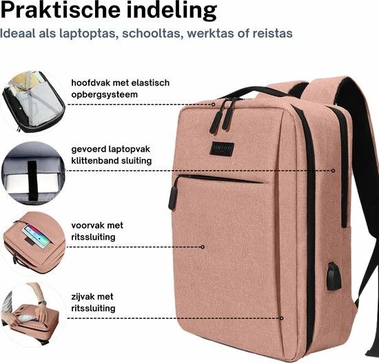 Beste Verkoop ๐ Flash-uitverkoop ๐ ZILOU® Rugzak - 15,6 Inch Laptop Rugtas - USB Poort - Waterafstotend - Roze ๐ฏ โจ 6 Beste Verkoop ๐ Flash-uitverkoop ๐ ZILOU® Rugzak - 15,6 Inch Laptop Rugtas - USB Poort - Waterafstotend - Roze ๐ฏ โจ - Afbeelding 4