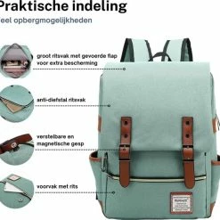 Beste deal 😍 Coupon 👍 ZILOU® Rugtas - Rugzak - 20-35 Liter - 16" Laptopvak - School - Werk - Reizen - Groen ❤️ ⌛ -Tassen-dames Winkel 550x527 3