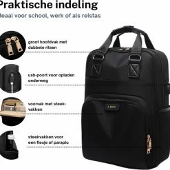 Beste deal ⌛ Coupon 🎁 ZILOU® Rugzak - 20-35 Liter - 15,6" Laptopvak - Anti-Diefstal - Zwart 👍 😀 -Tassen-dames Winkel 550x528 15