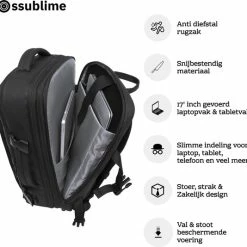 Beste deal ❤️ Beste Verkoop 🎁 Ssublime Weekender - 👜 👜 Handbagage Rugzak - Laptopvak 15.6 Tot 17 Inch - 20 Tot 36L - Rugtas Dames / Heren - Waterafstotend - Zwart 😉 🔔 -Tassen-dames Winkel 550x534 8