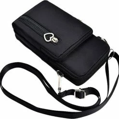 Begroting ⭐ Korting ✨ Forever Young - Nylon Telefoontasje - Crossbody Tas - Waterdicht - Zwart 👍 🎉 -Tassen-dames Winkel 550x535