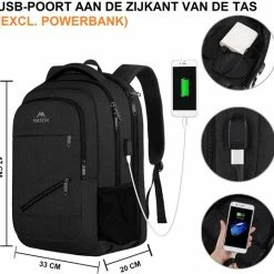 Top 10 🎉 Nieuw 🎁 Matein Rugzak Met USB Oplaadpoort 36L Zwart Luxe Laptop Rugtas 17.3 Inch - Schooltas - Heren - Dames - Jongens - Meisjes - Waterafstotend - Rugzakken 🔥 🤩 -Tassen-dames Winkel 550x538