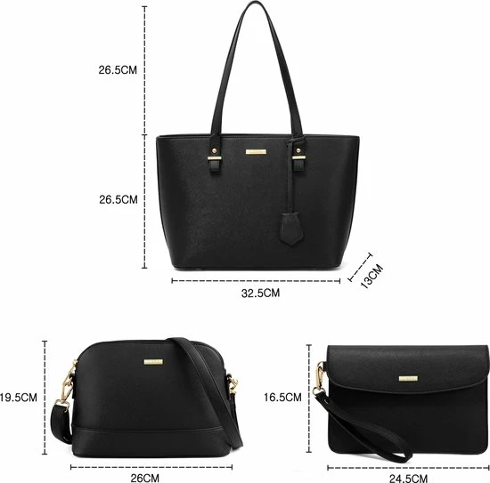 Beste Verkoop โ๏ธ Hete verkoop ๐ฅฐ Lana® La Luna - Driedelige Handtassen Set Met Dames Schoudertas, Handtas - Saffiano Leer - Zwart ๐ ๐ฅ 9 Beste Verkoop โ๏ธ Hete verkoop ๐ฅฐ Lana® La Luna - Driedelige Handtassen Set Met Dames Schoudertas, Handtas - Saffiano Leer - Zwart ๐ ๐ฅ - Afbeelding 7