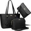 Beste Verkoop ✔️ Hete verkoop 🥰 Lana® La Luna - Driedelige Handtassen Set Met Dames Schoudertas, Handtas - Saffiano Leer - Zwart 🎉 🔥 -Tassen-dames Winkel 550x545