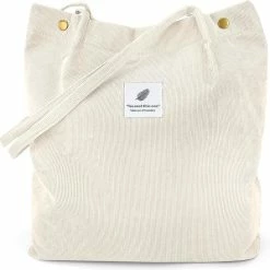 Uitgang ๐งจ Flash-uitverkoop โ Fashion Favorite Shopper / Tote Bag - Beige Corduroy | 37 X 28 X 11 Cm | Katoen โ๏ธ ๐คฉ