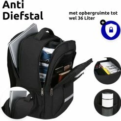 Hete verkoop 😍 Gloednieuw ❤️ Wadu Anti Diefstal Waterdichte Rugzak Inclusief Usb Oplaadstation - 14 T/m 15.6 Inch - Zwart 🤩 ⌛ -Tassen-dames Winkel 550x548 11