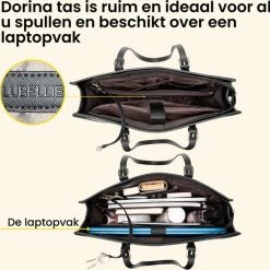 Goedkoop 🛒 Beste deal 😀 Lubellie® Dorina Elegante Tweedelige Dames Handtas Schoudertas Set Met Een Oplaadbare USB-Poort En Een Laptopvak Voor 15,6 Inch Laptops - Laptoptas Voor Dames - Dames Laptoptas - Handtas - Schoudertas - Dames Tassen - Laptoptas - Clucht - Zwart ✔️ ❤️ -Tassen-dames Winkel 550x548 4