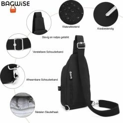 Hete verkoop ❤️ Goedkoopste 🔥 Bagwise® Crossbodytas - Sling Bag - Dames - Heren - S - (1239) - Zwart 🌟 😀 -Tassen-dames Winkel 550x549 7
