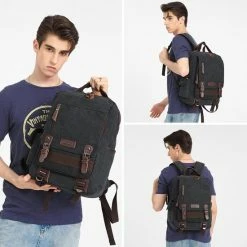 Korting ⌛ Groothandel 💯 Bagwise® - Rugzak - Rugtas - Schooltas - Canvas -25 L - Vintage - 15" Inch Laptopvak -1270 Zwart ⭐ 🤩 -Tassen-dames Winkel 550x550 1036