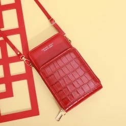 Beste deal 🔔 Uitgang 🤩 Merkloos Telefoontasje Met Croco Design – Compact Schoudertasjes – 2 Compartimenten – Zwart 🧨 🤩 -Tassen-dames Winkel 550x550 1072